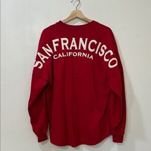 SPIRIT UNISEX SAN FRANCISCO CALIFORNIA LOGO BACK RED LONG SLEEVE SHIRT Sz SMALL